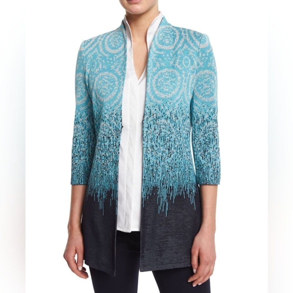 Misook Ombre 3/4-Sleeve Jacket Cardigan